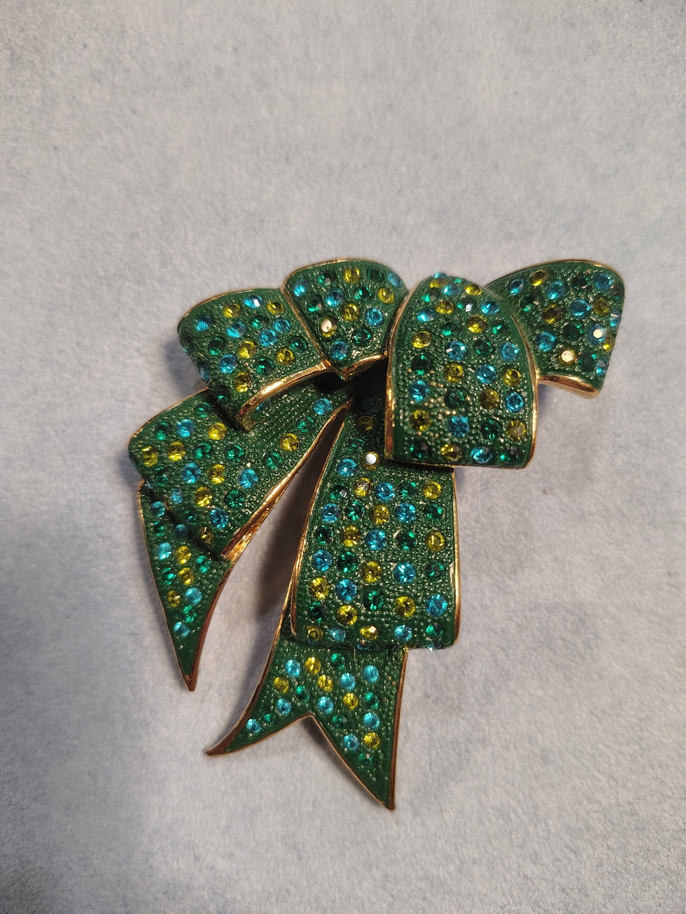 Green Crystal Bow Brooch - Women Jewelry